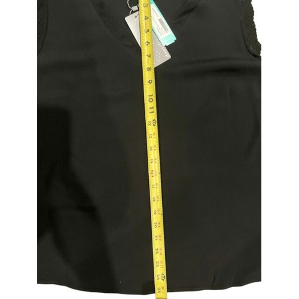 Daniel Rainn Black Lace Trim Sleeveless Blouse XL V Neck Career Office Top - Picture 12 of 13